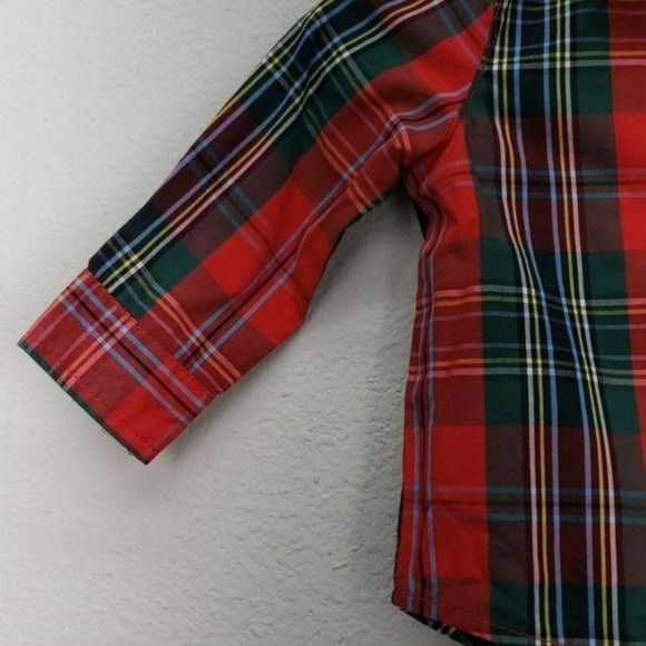 Crown & Ivy Plaid Red and Green Christmas Long Sleeve‎ Size 3-6 Months Shirt - Picture 4 of 7